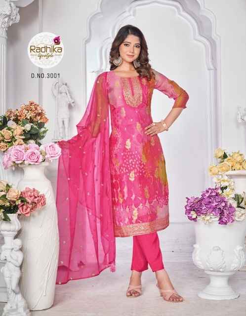 Radhika Lifestyle Gulnaz Vol-3 Readymade Organza Silk Dress 5 pcs Catalogue