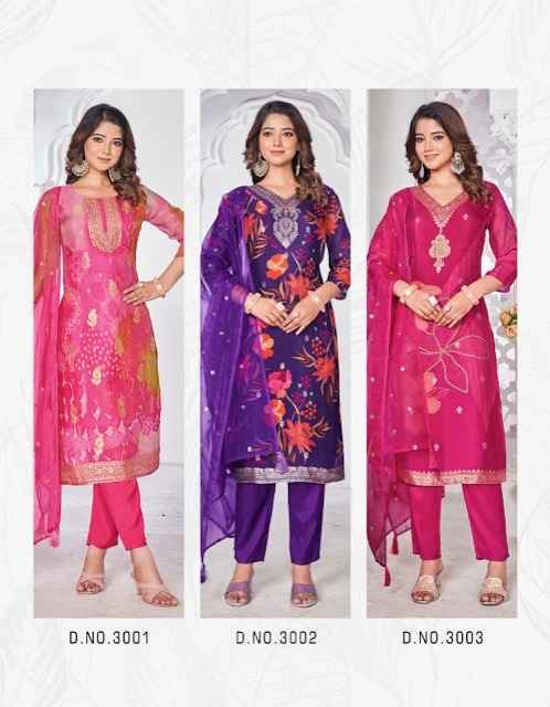 Radhika Lifestyle Gulnaz Vol-3 Readymade Organza Silk Dress 5 pcs Catalogue