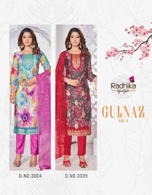 Radhika Lifestyle Gulnaz Vol-3 Readymade Organza Silk Dress 5 pcs Catalogue