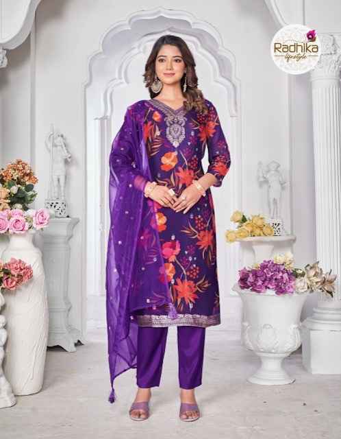 Radhika Lifestyle Gulnaz Vol-3 Readymade Organza Silk Dress 5 pcs Catalogue