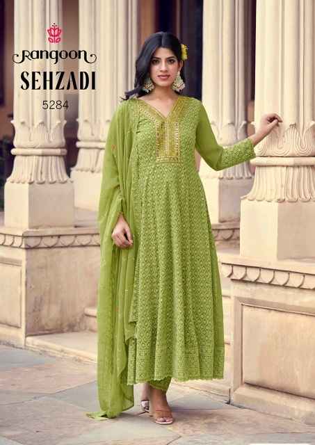 Rangoon Sehzadi Schiffli Georgette Kurti Combo 4 pcs Catalogue