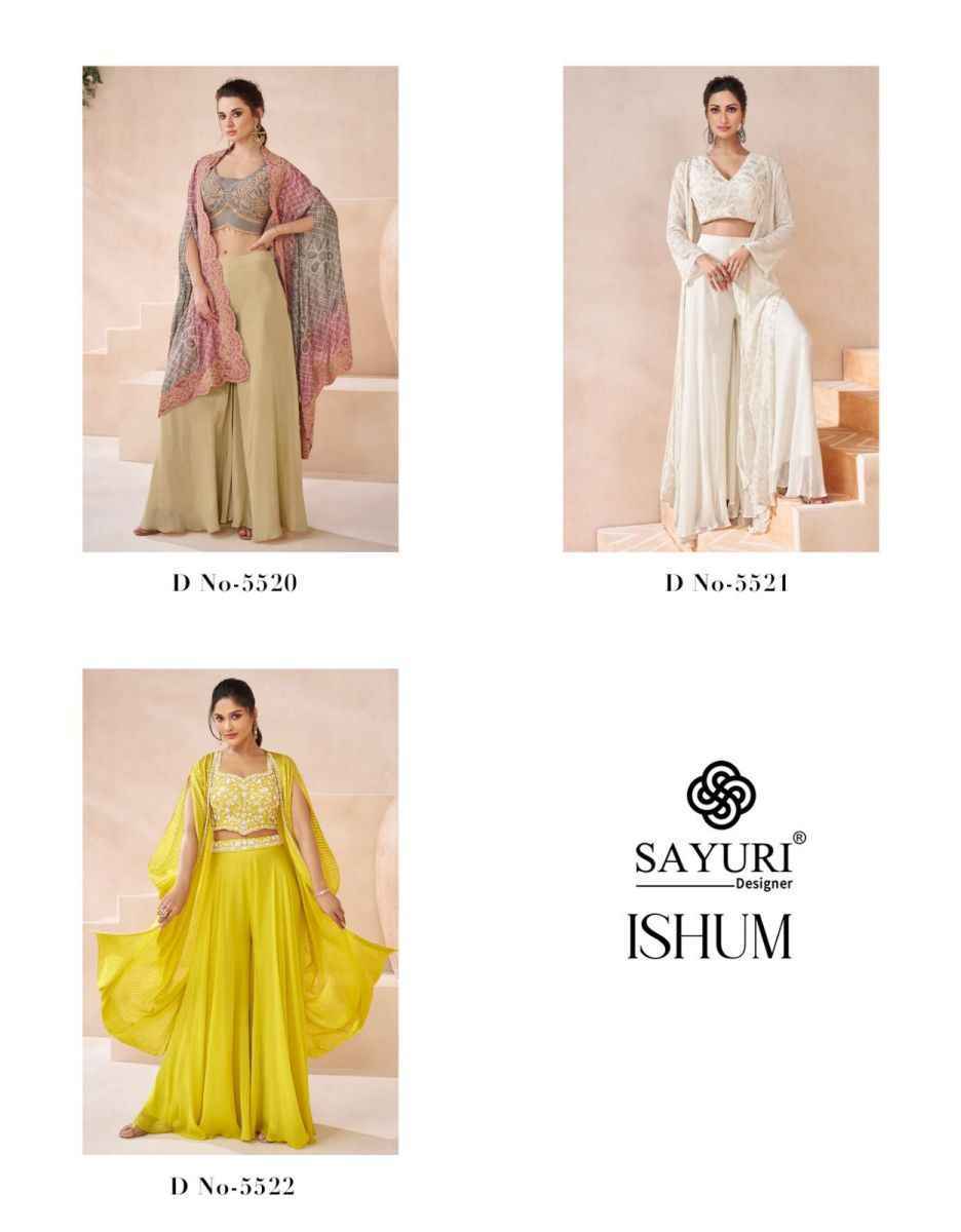 Sayuri Designer Ishum Readymade Real Georgette Dress 3 Pc Catalog