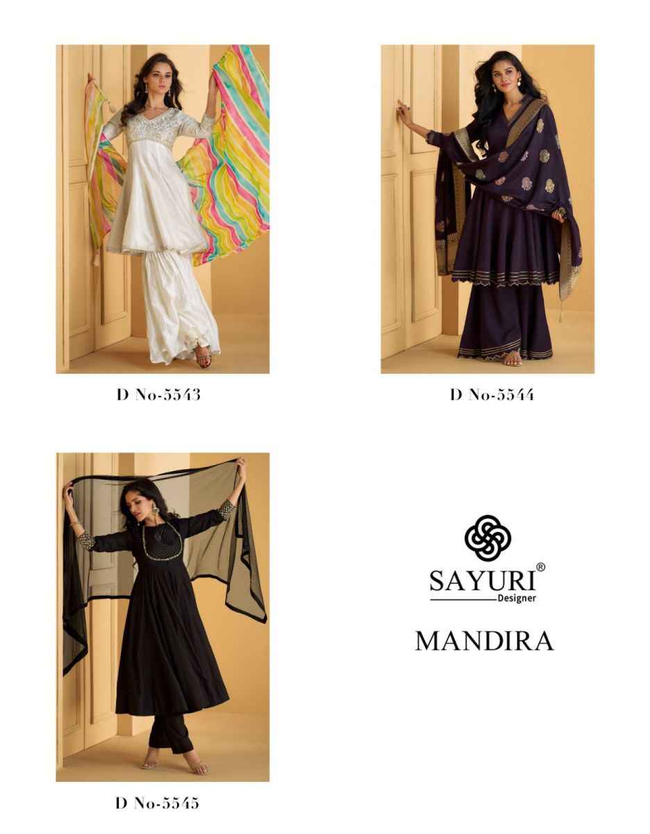 Sayuri Designer Mandira Readymade Silk Dress 3 pcs Catalogue