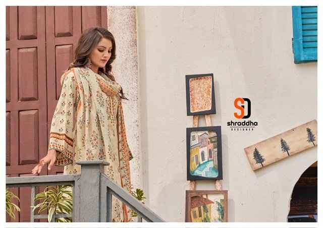 Shraddha Designer Bin Saeed Lawn Collection Nx Vol 8 Cotton Dress Material 4 pc Cataloge