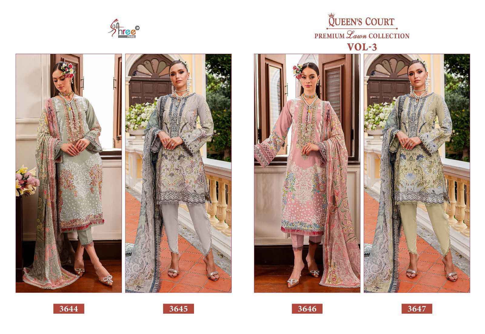 Shree Fabs Queens Court Premium Lawn Collection Vol-3 Cotton Dress Material 4 pcs Catalogue