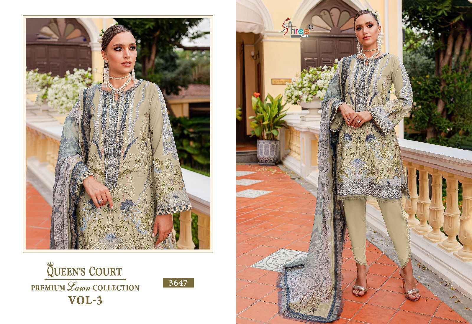 Shree Fabs Queens Court Premium Lawn Collection Vol-3 Cotton Dress Material 4 pcs Catalogue
