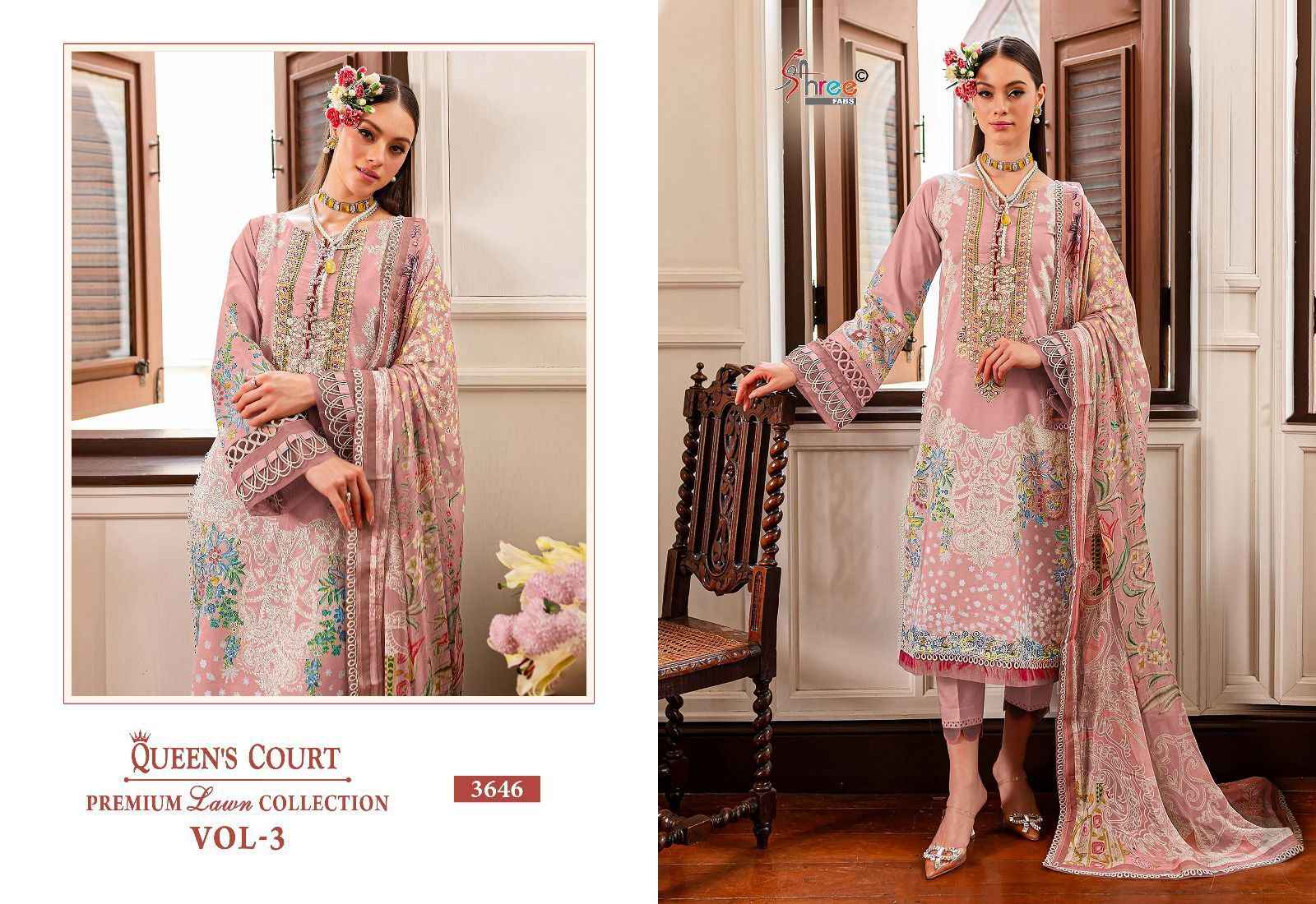 Shree Fabs Queens Court Premium Lawn Collection Vol-3 Cotton Dress Material 4 pcs Catalogue