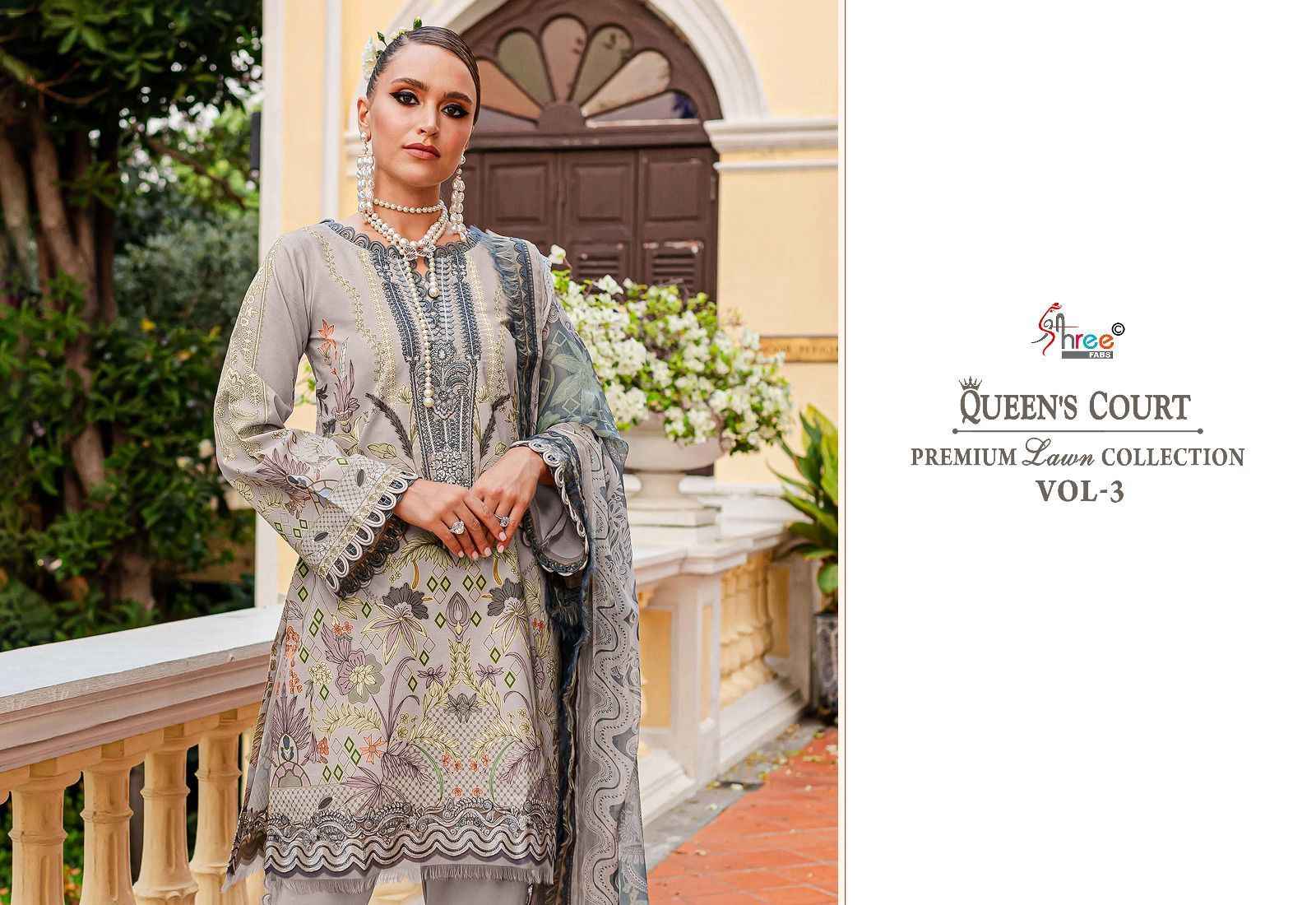 Shree Fabs Queens Court Premium Lawn Collection Vol-3 Cotton Dress Material 4 pcs Catalogue