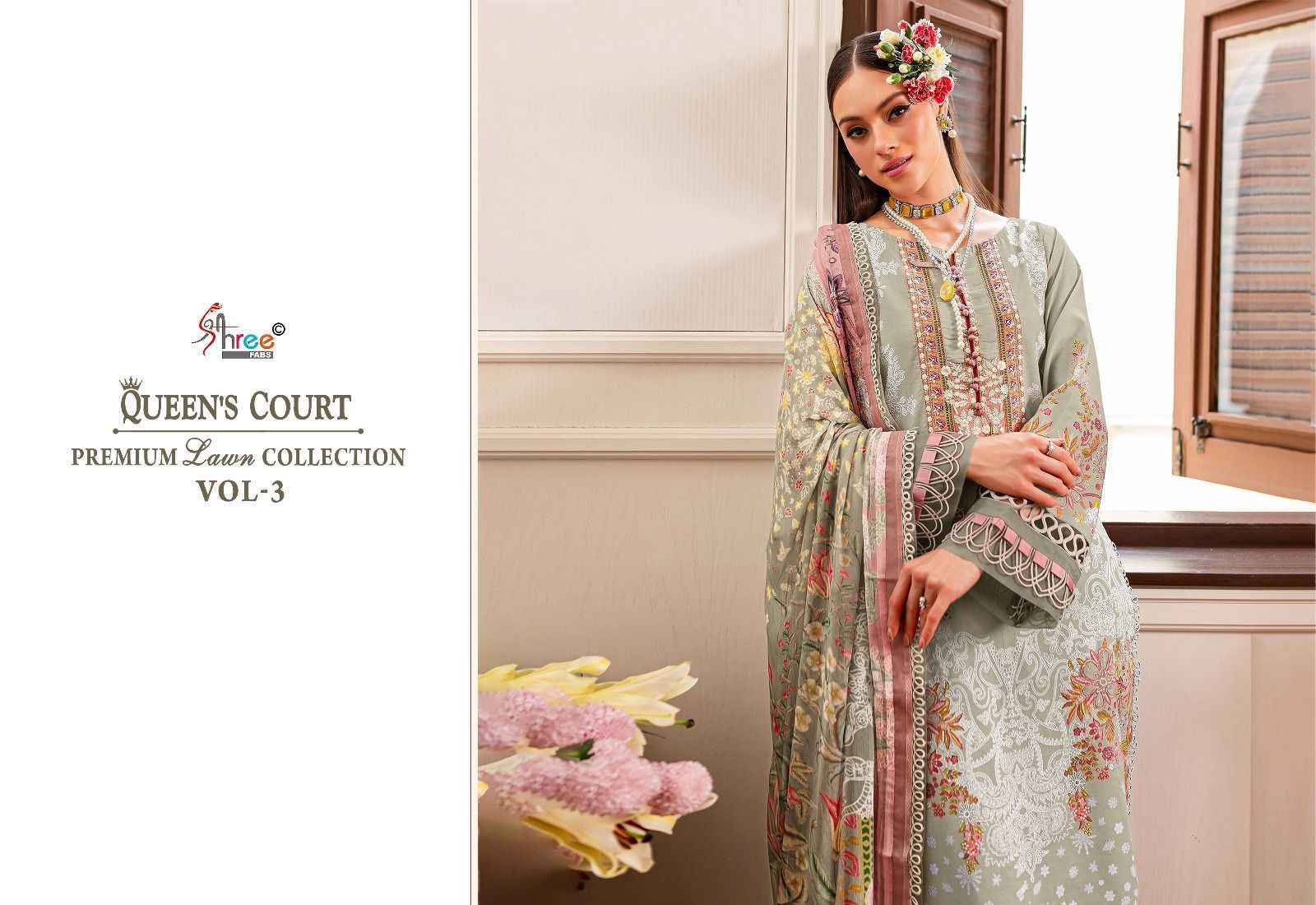Shree Fabs Queens Court Premium Lawn Collection Vol-3 Cotton Dress Material 4 pcs Catalogue