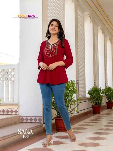 Tips & Tops Sana Vol 3 Rayon Kurti 8 pcs Catalogue