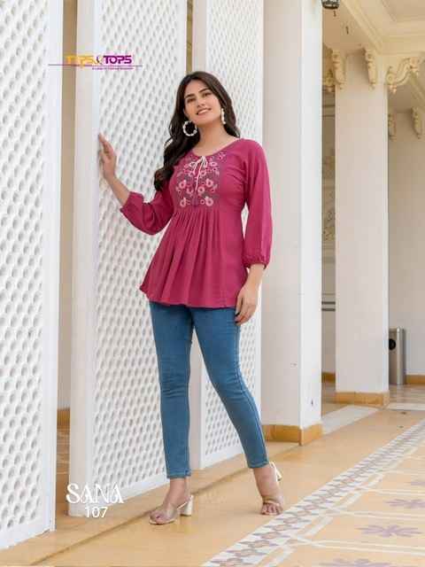 Tips & Tops Sana Vol 3 Rayon Kurti 8 pcs Catalogue