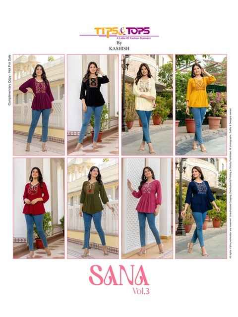 Tips & Tops Sana Vol 3 Rayon Kurti 8 pcs Catalogue