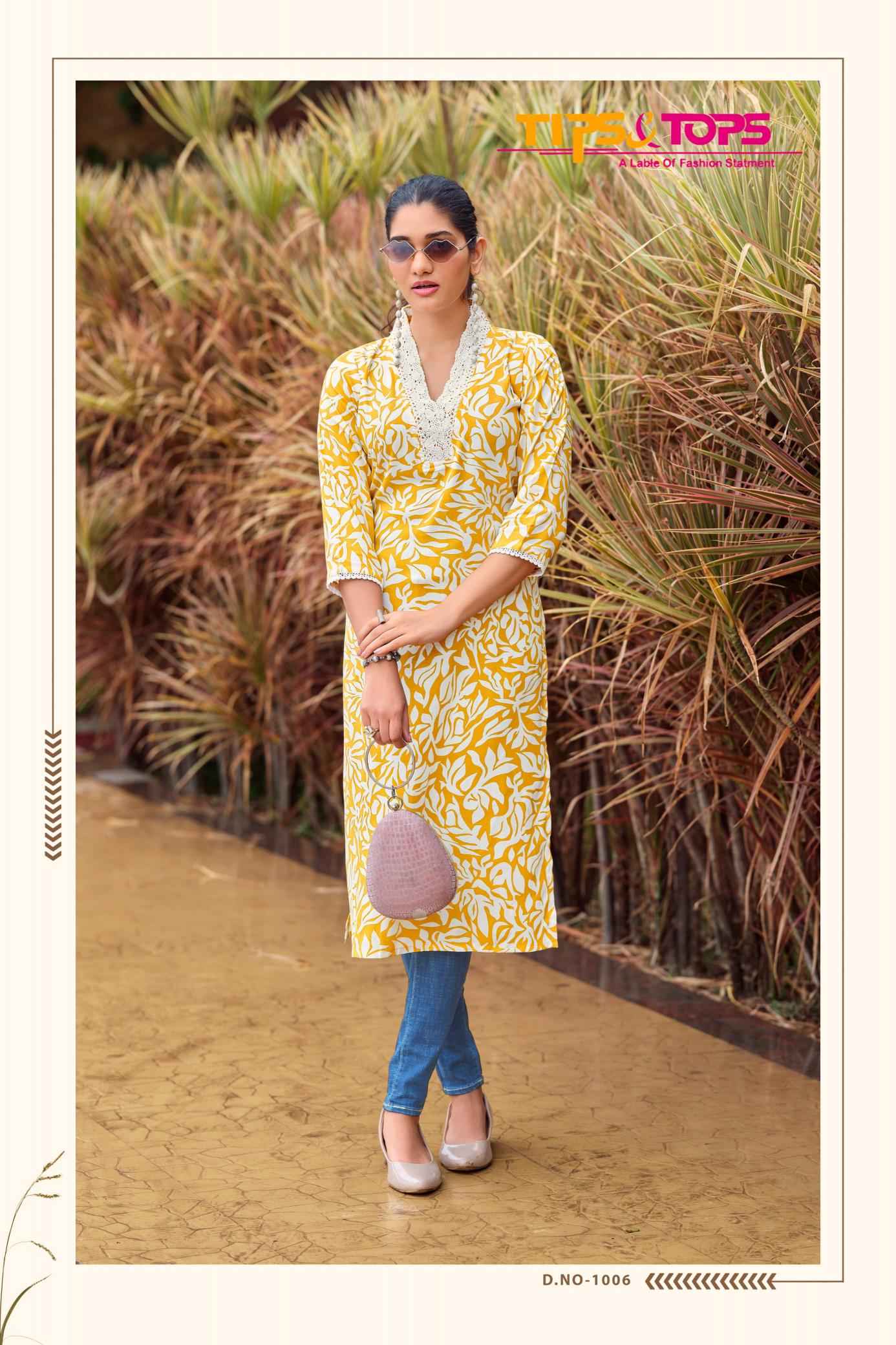 Tips & Tops Viana Reyon Kurti 6 pcs Catalogue