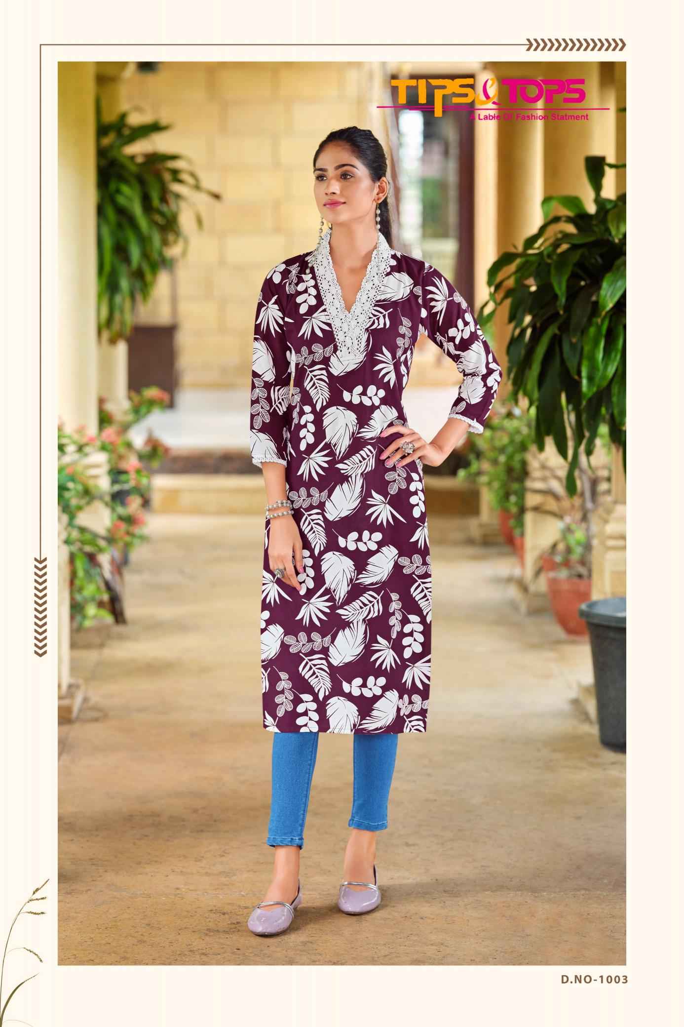 Tips & Tops Viana Reyon Kurti 6 pcs Catalogue