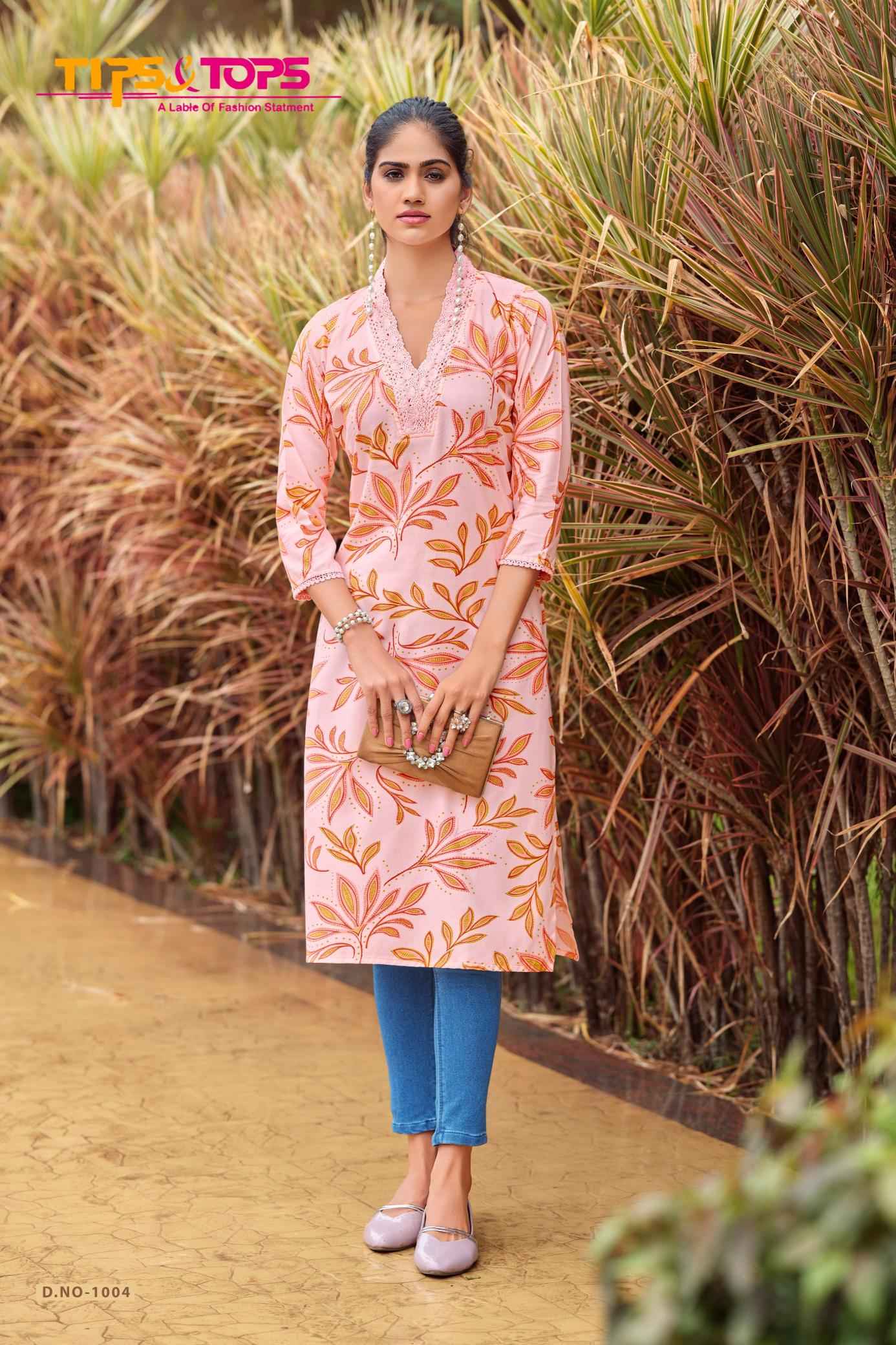 Tips & Tops Viana Reyon Kurti 6 pcs Catalogue