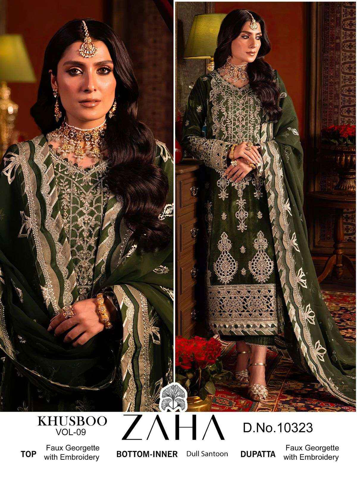 Zaha Khusboo Vol 9 Georgette Dress Material 3 pcs Catalogue
