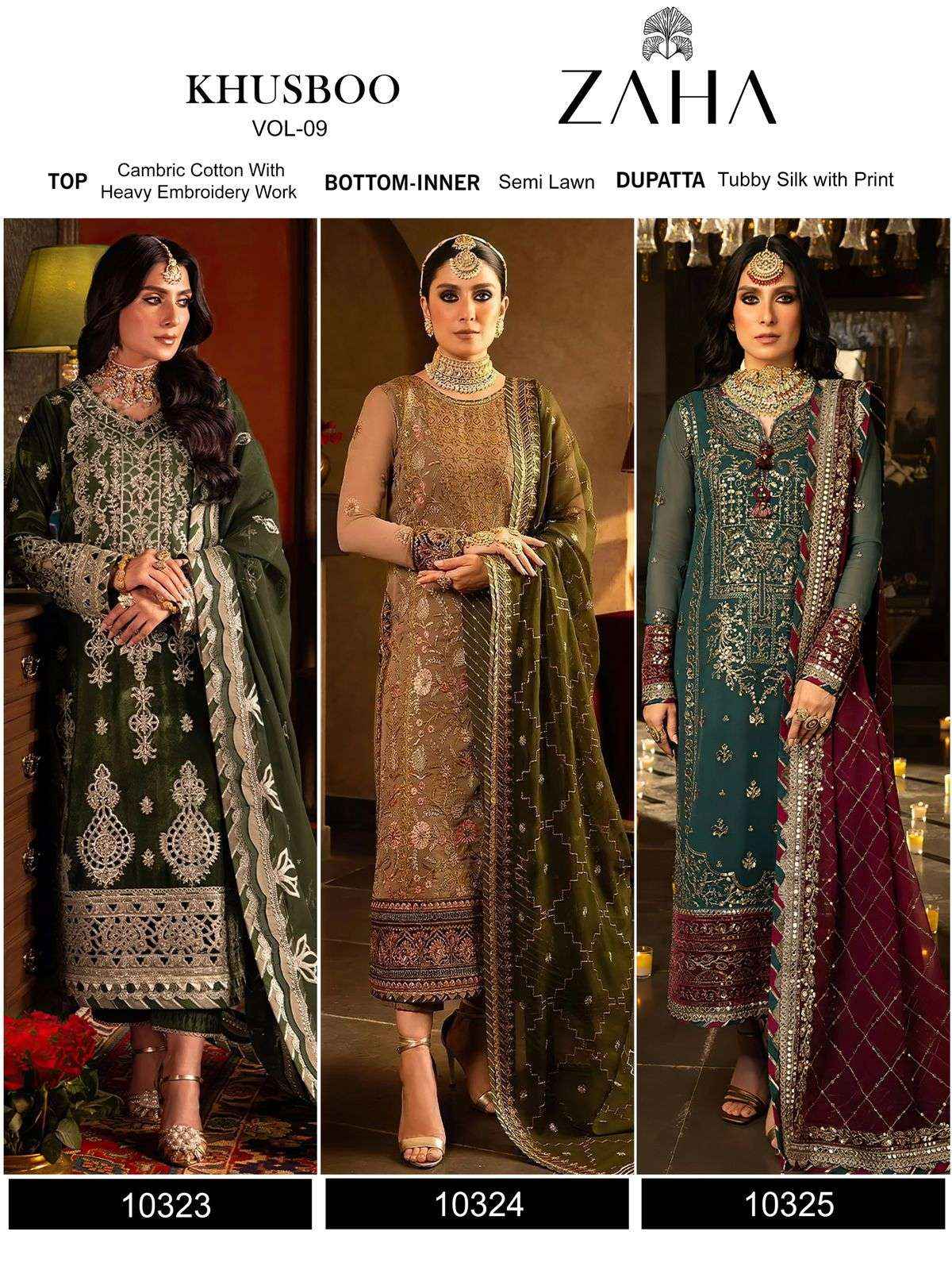 Zaha Khusboo Vol 9 Georgette Dress Material 3 pcs Catalogue