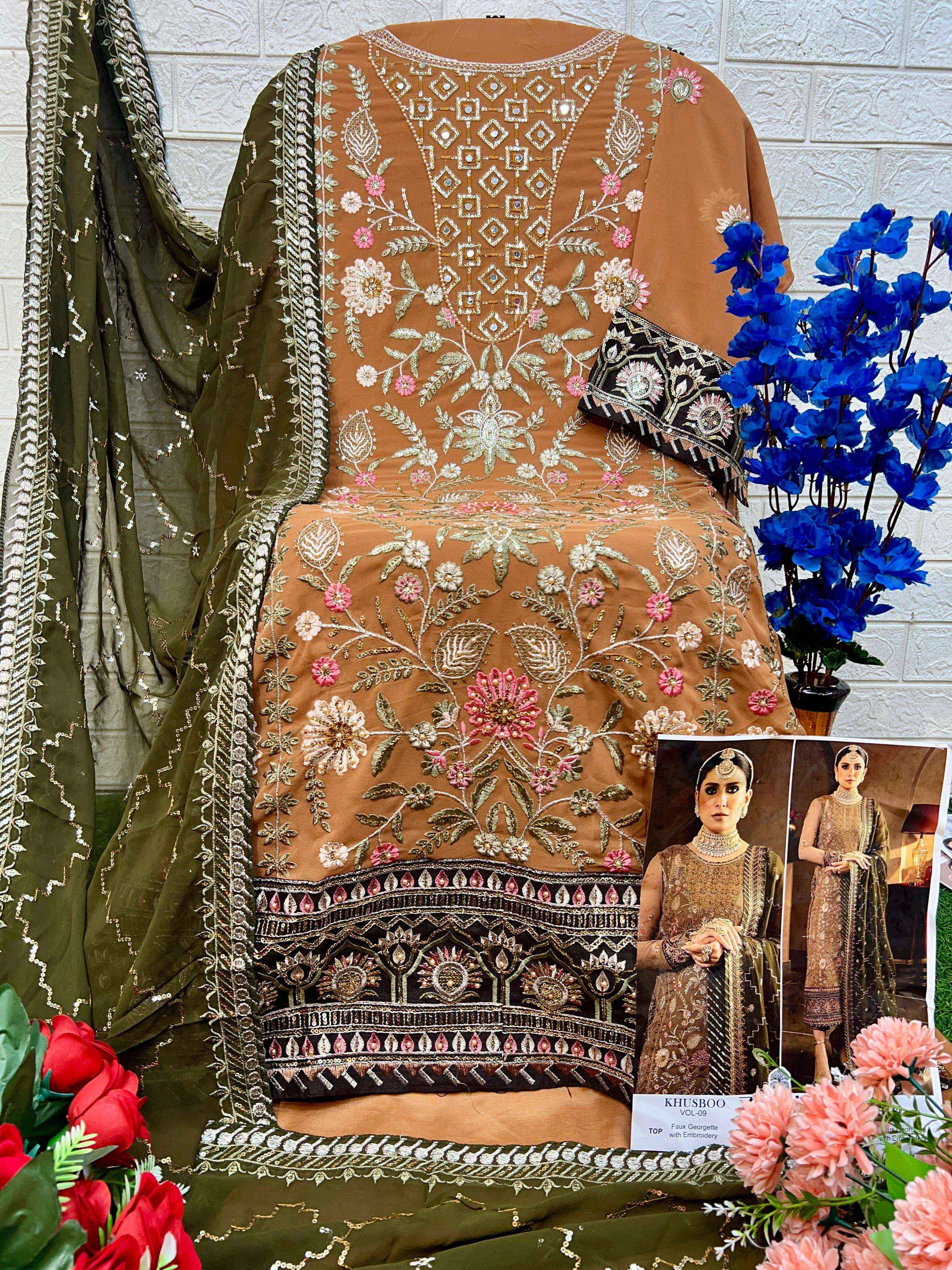 Zaha Khusboo Vol 9 Georgette Dress Material 3 pcs Catalogue