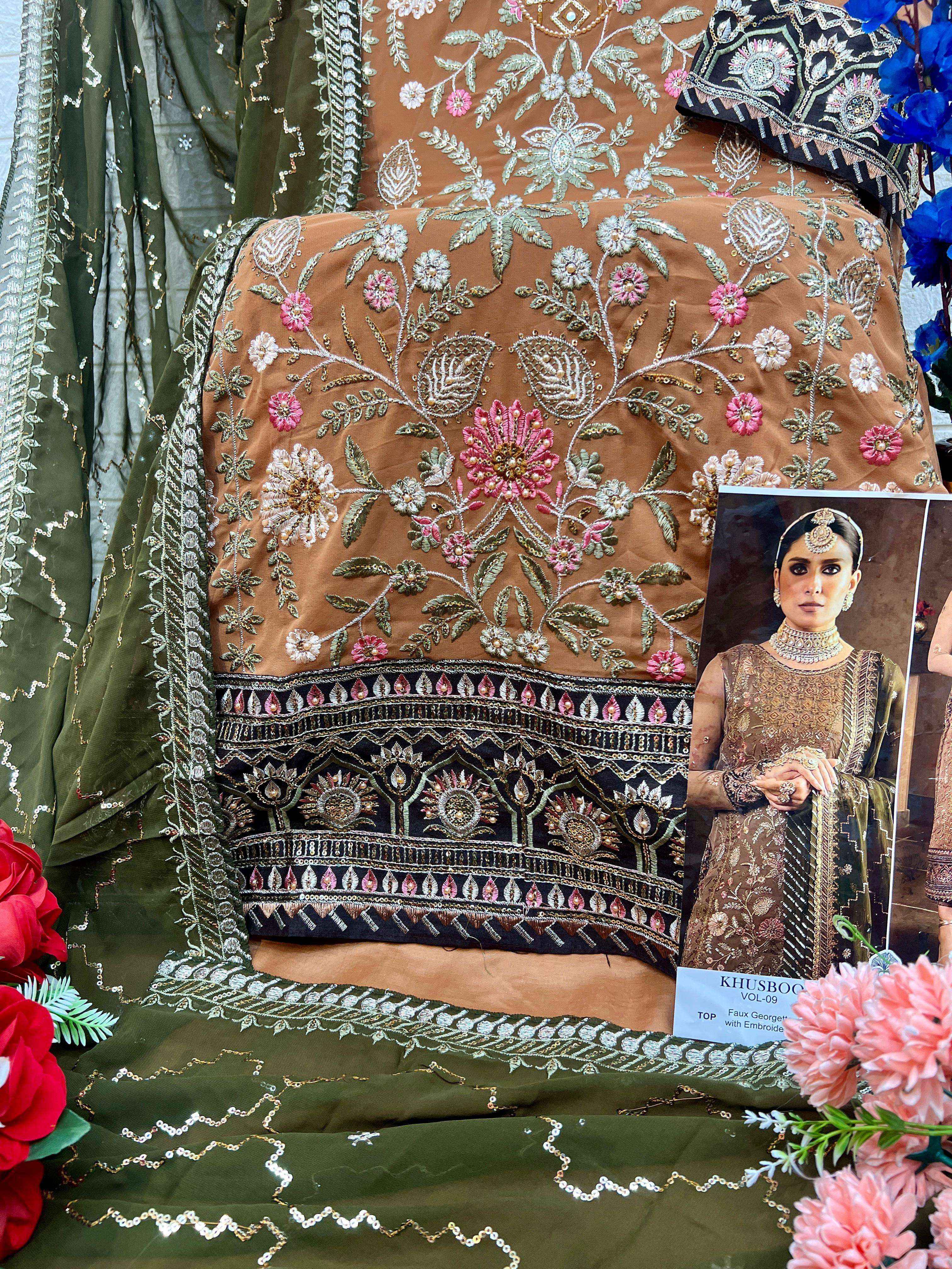 Zaha Khusboo Vol 9 Georgette Dress Material 3 pcs Catalogue