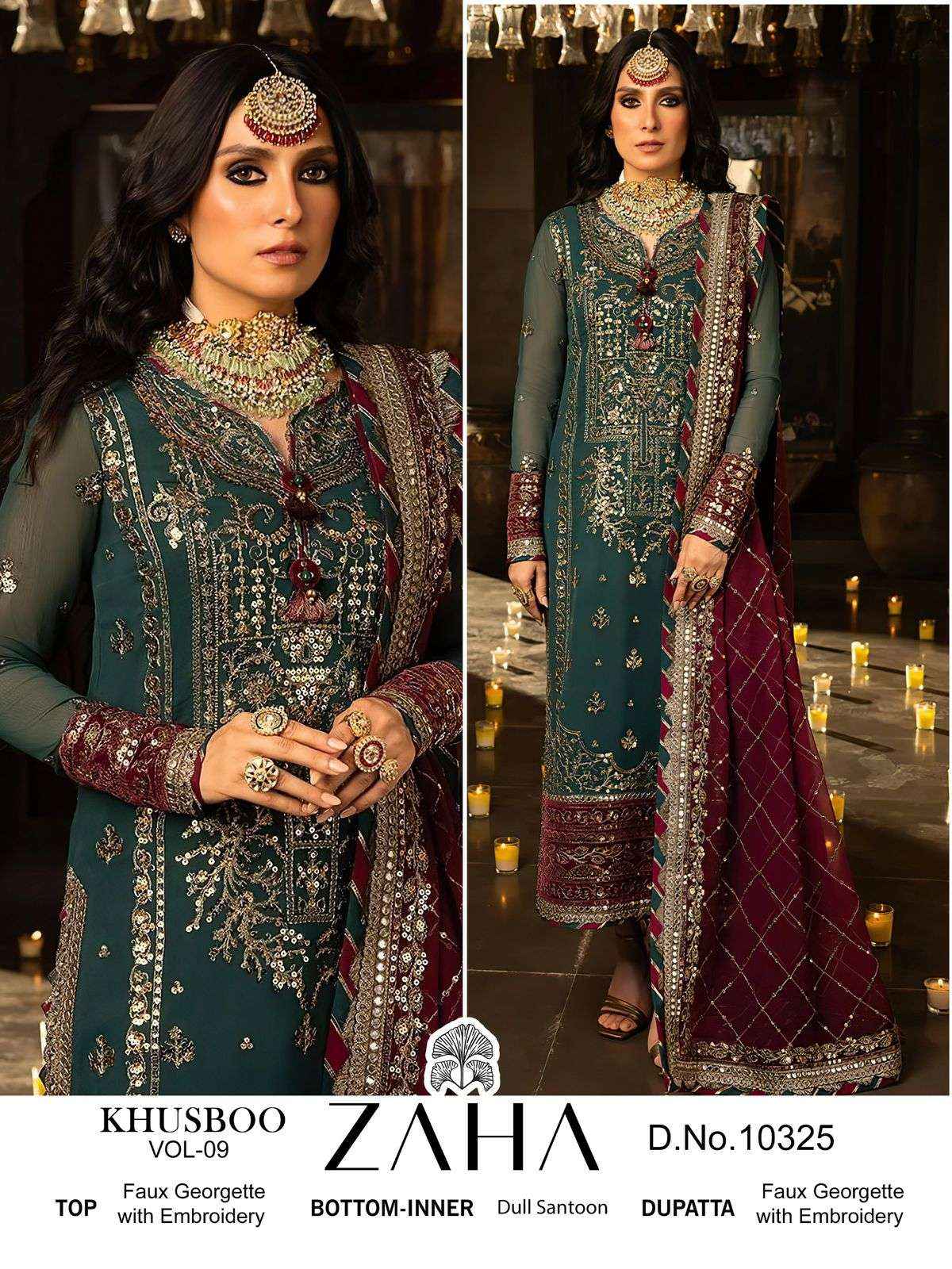 Zaha Khusboo Vol 9 Georgette Dress Material 3 pcs Catalogue