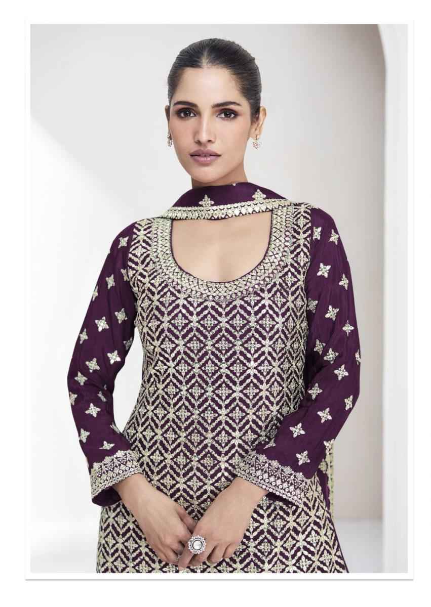 Aashirwad Creation Saachi Readymade Chinon Silk Dress 4 pcs Catalogue