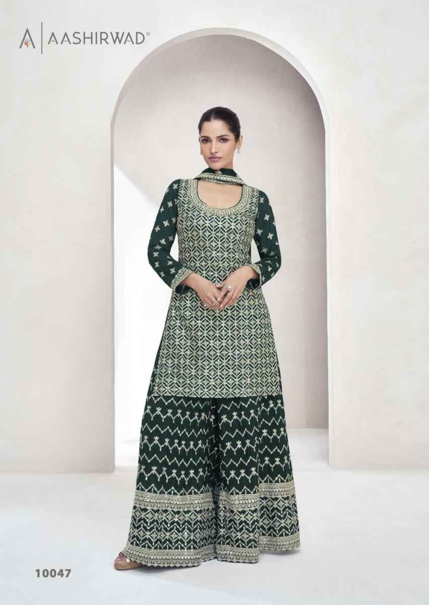 Aashirwad Creation Saachi Readymade Chinon Silk Dress 4 pcs Catalogue