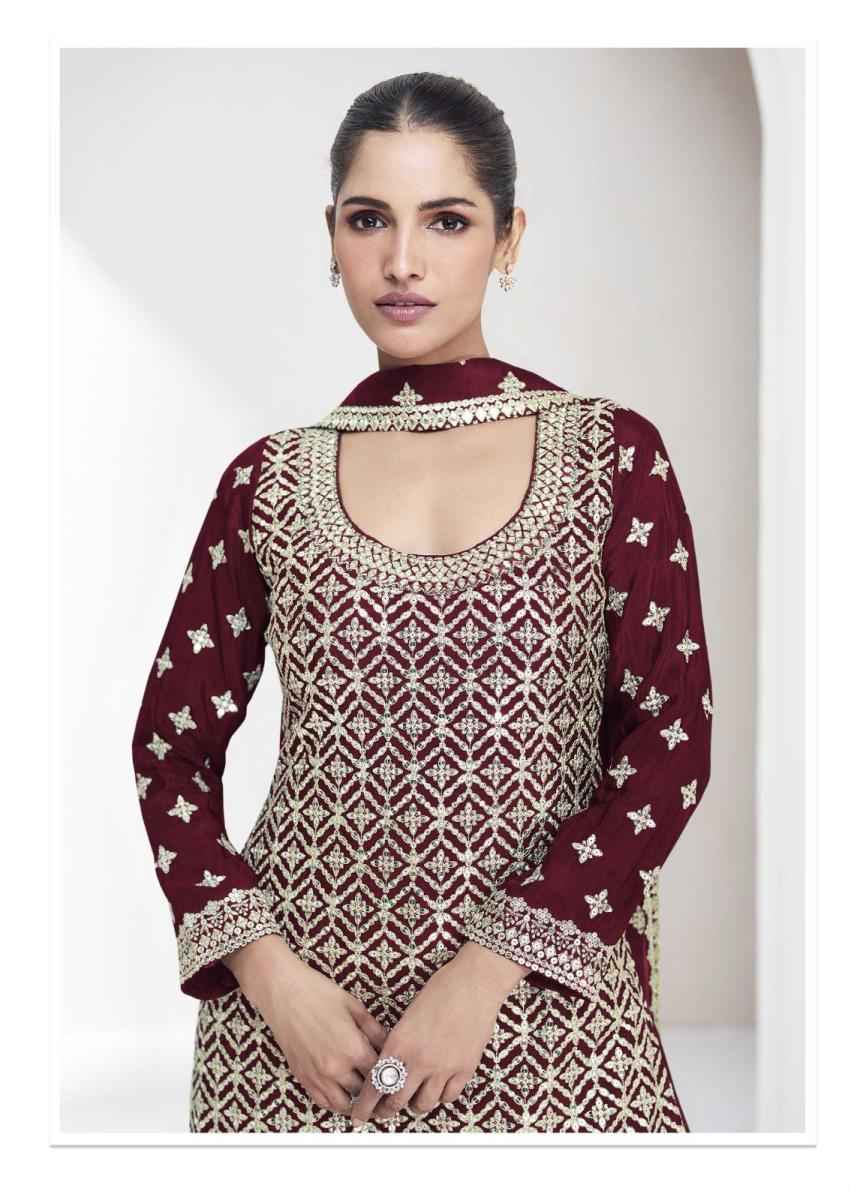 Aashirwad Creation Saachi Readymade Chinon Silk Dress 4 pcs Catalogue