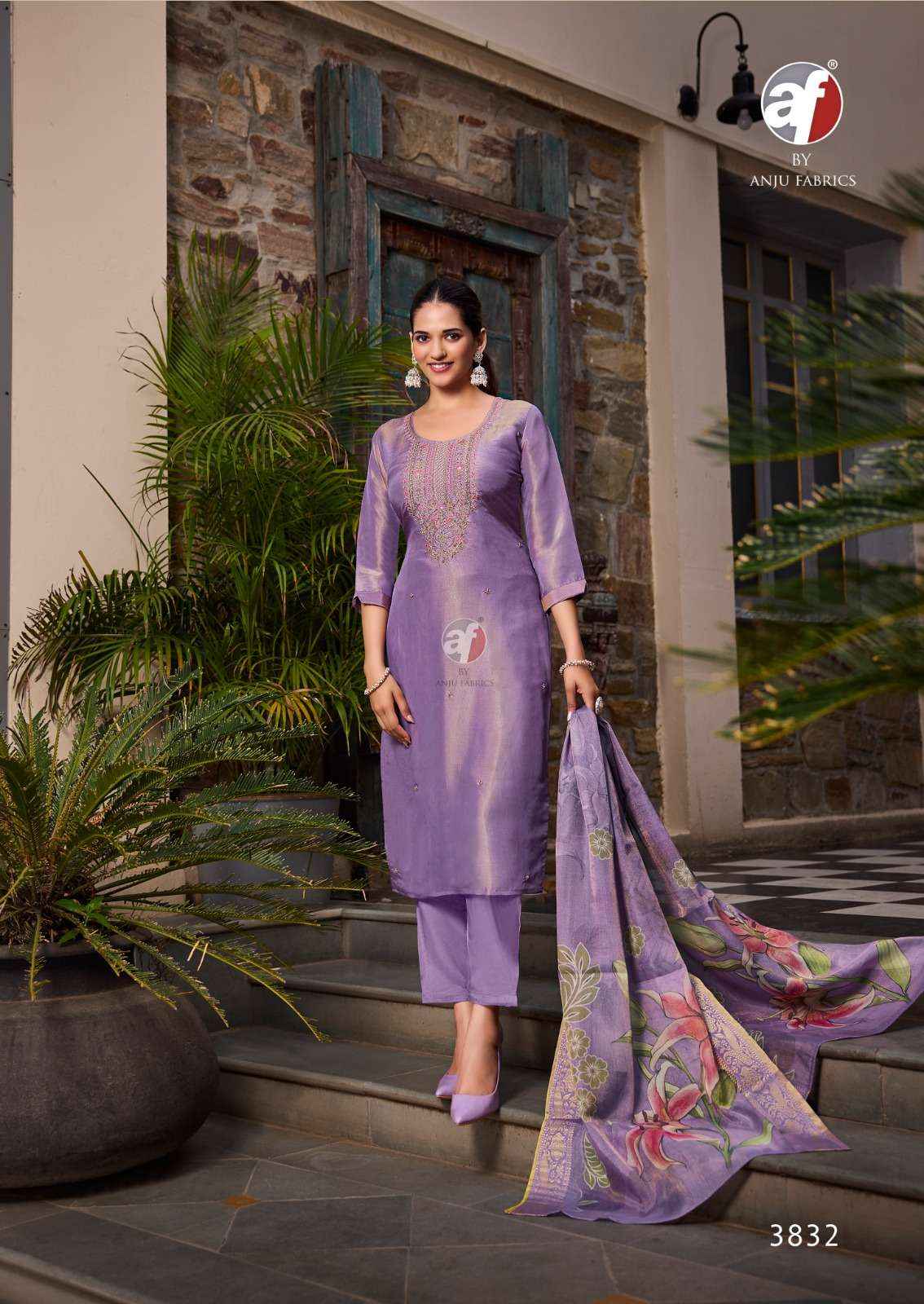 Anju Fabrics Silk Affair Vol-4 Readymade Tissue Dress 6 Pc Catalog