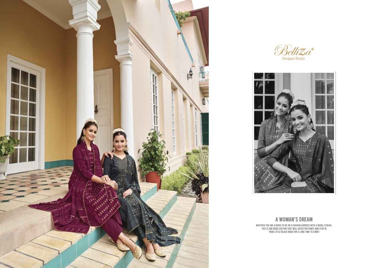 Belliza Nimrat Silk Jacquard Dress Material 6 pcs Catalogue