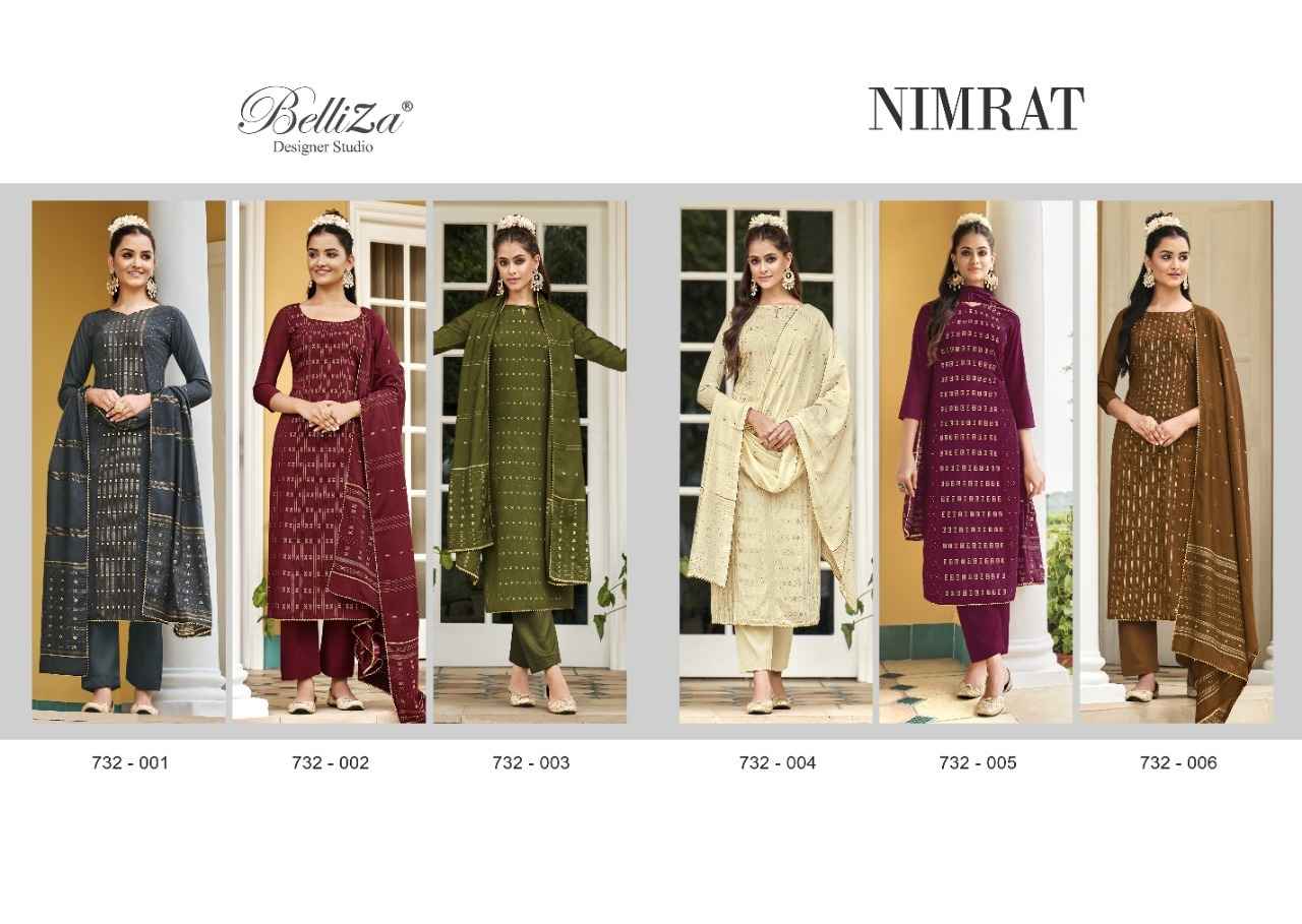 Belliza Nimrat Silk Jacquard Dress Material 6 pcs Catalogue