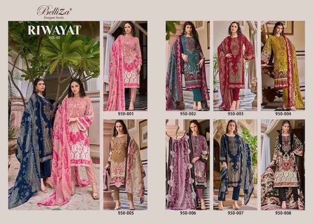 Belliza Riwayat Vol 2 Viscose Rayon Dress Material 8 pcs Catalogue