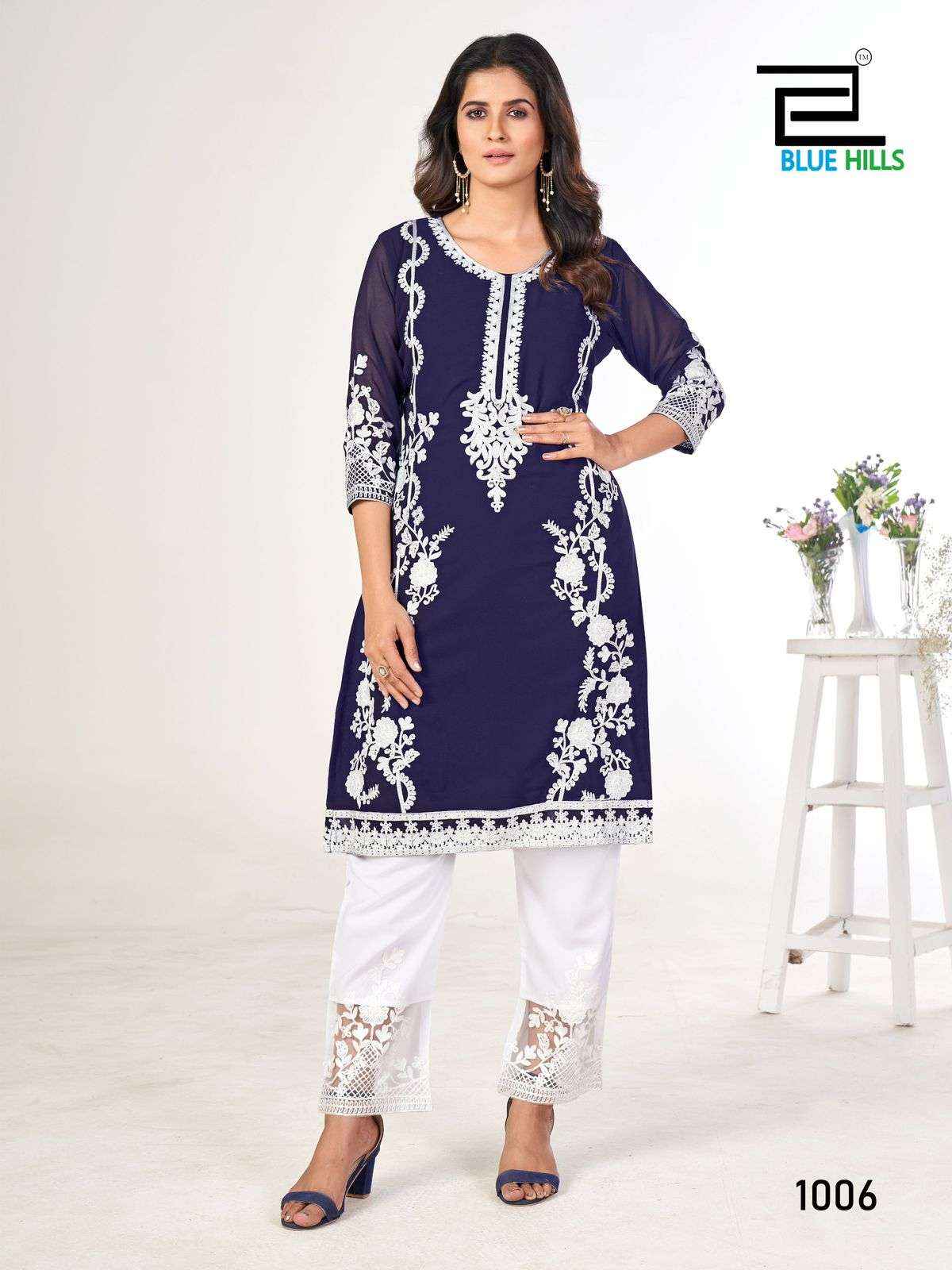 Blue Hills Ahana Georgette Kurti With Bottom 6 pcs Catalogue