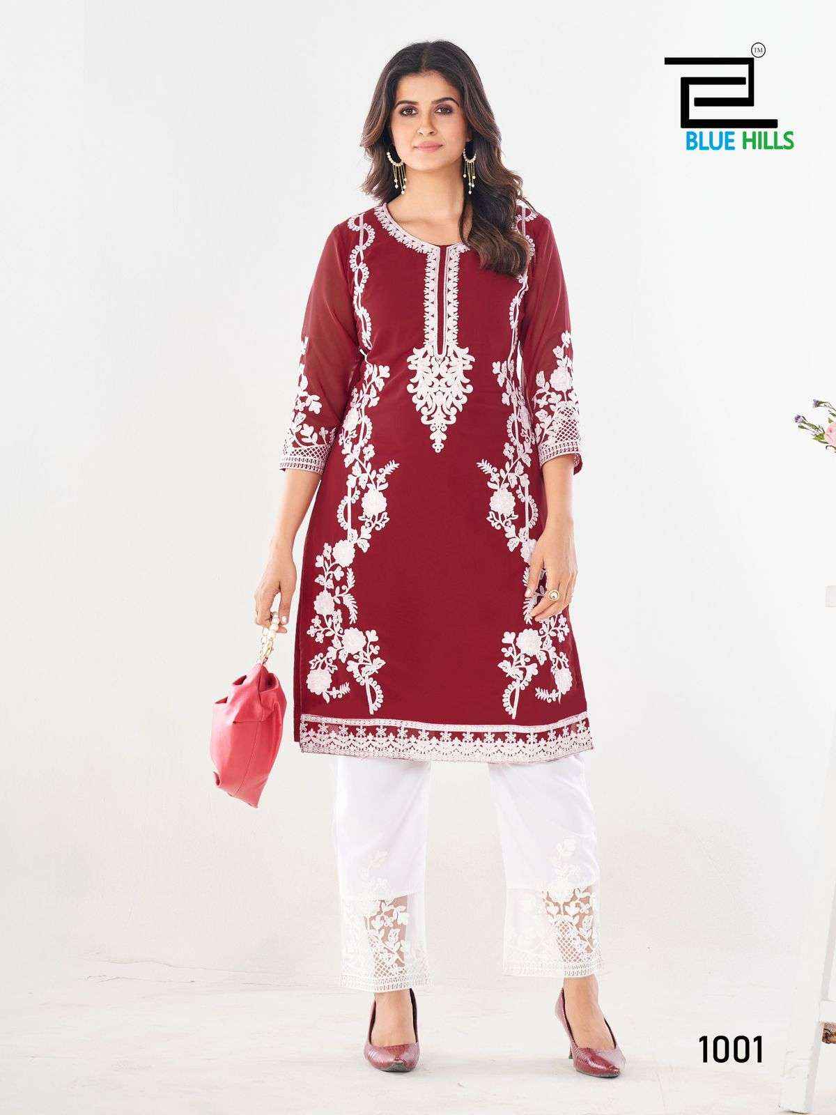 Blue Hills Ahana Georgette Kurti With Bottom 6 pcs Catalogue