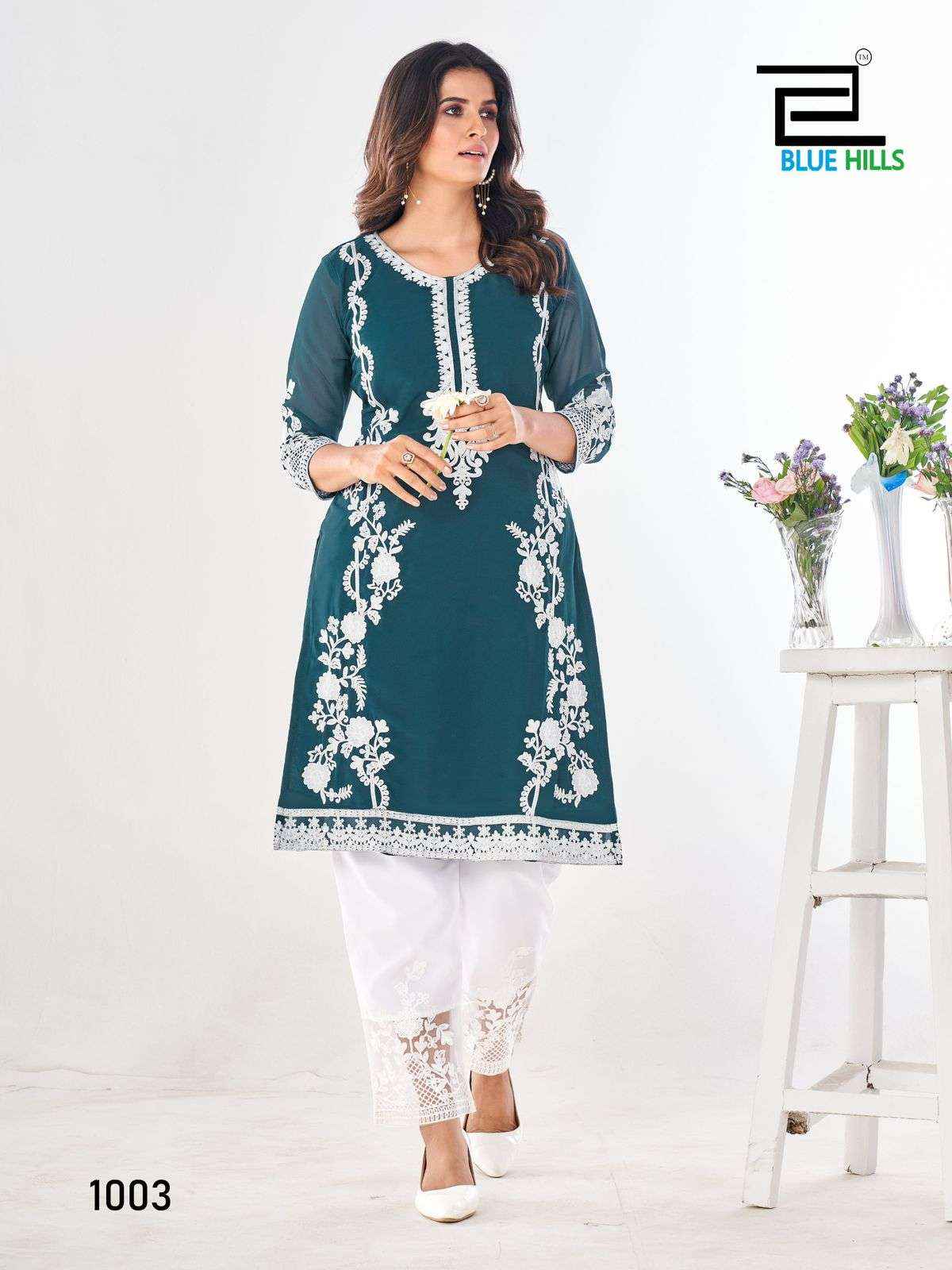 Blue Hills Ahana Georgette Kurti With Bottom 6 pcs Catalogue