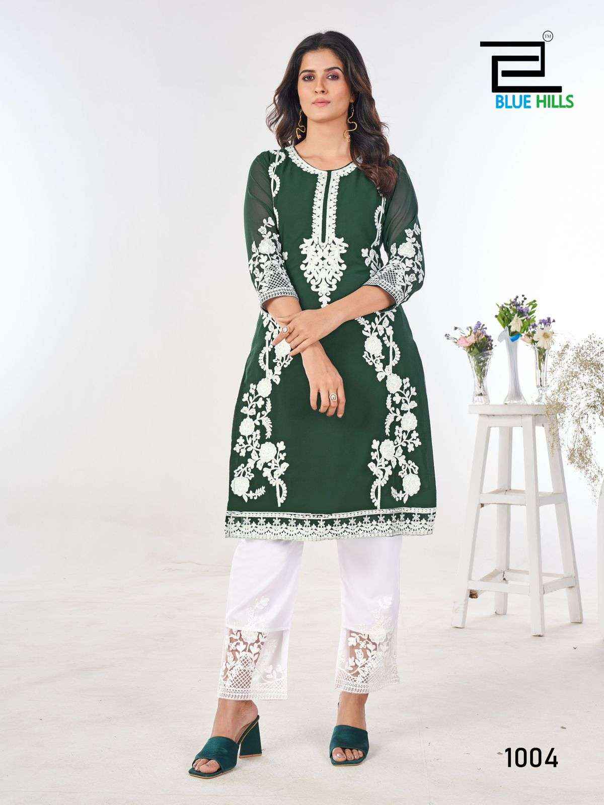 Blue Hills Ahana Georgette Kurti With Bottom 6 pcs Catalogue