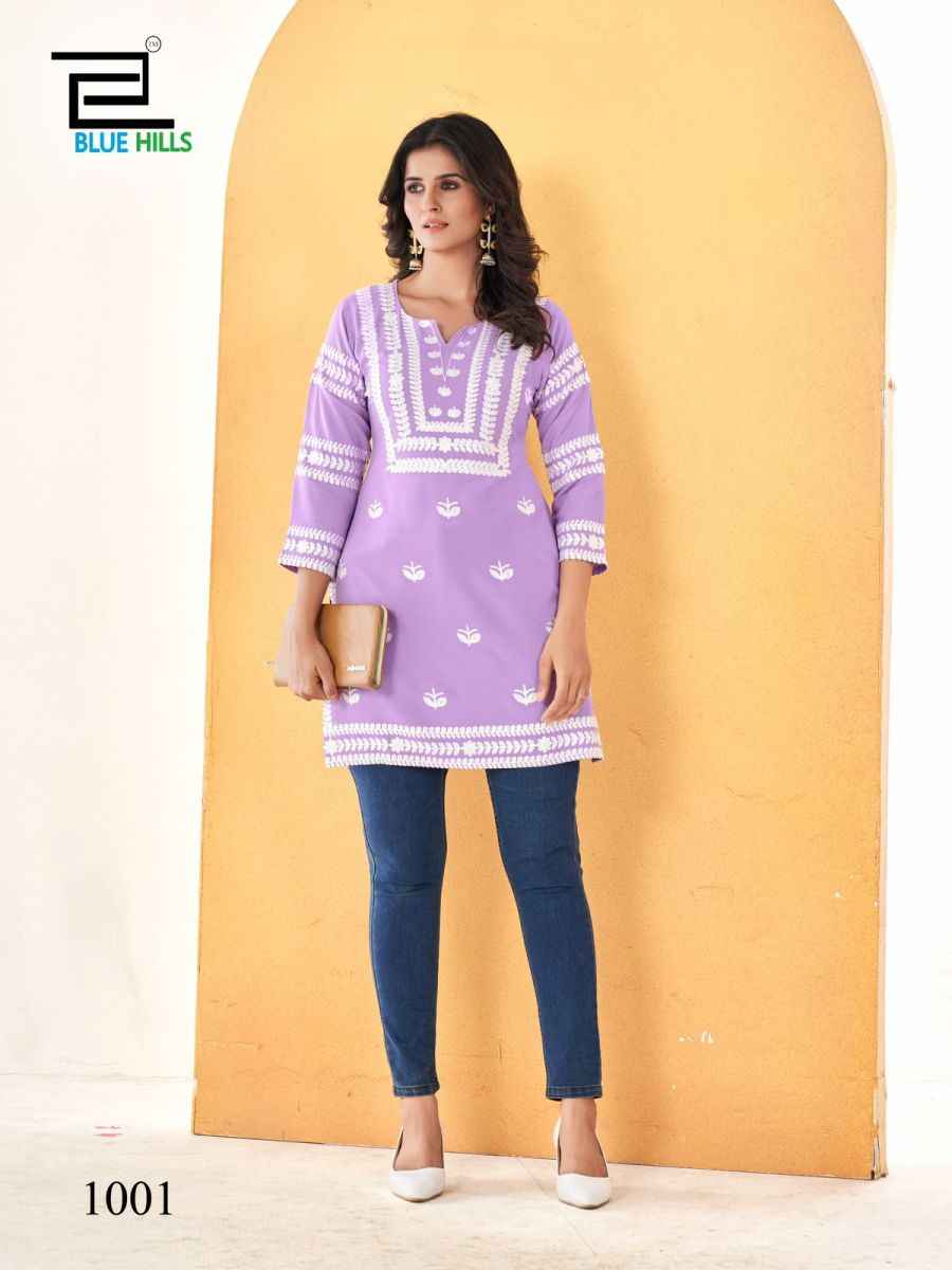 Blue Hills Hola Rayon Short Kurti 6 pcs Catalogue