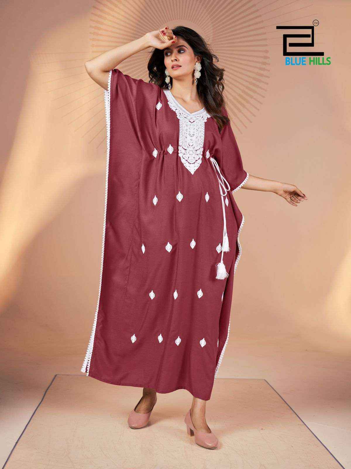 Blue Hills Honey Nx Rayon Kaftan 5 pcs Catalogue 