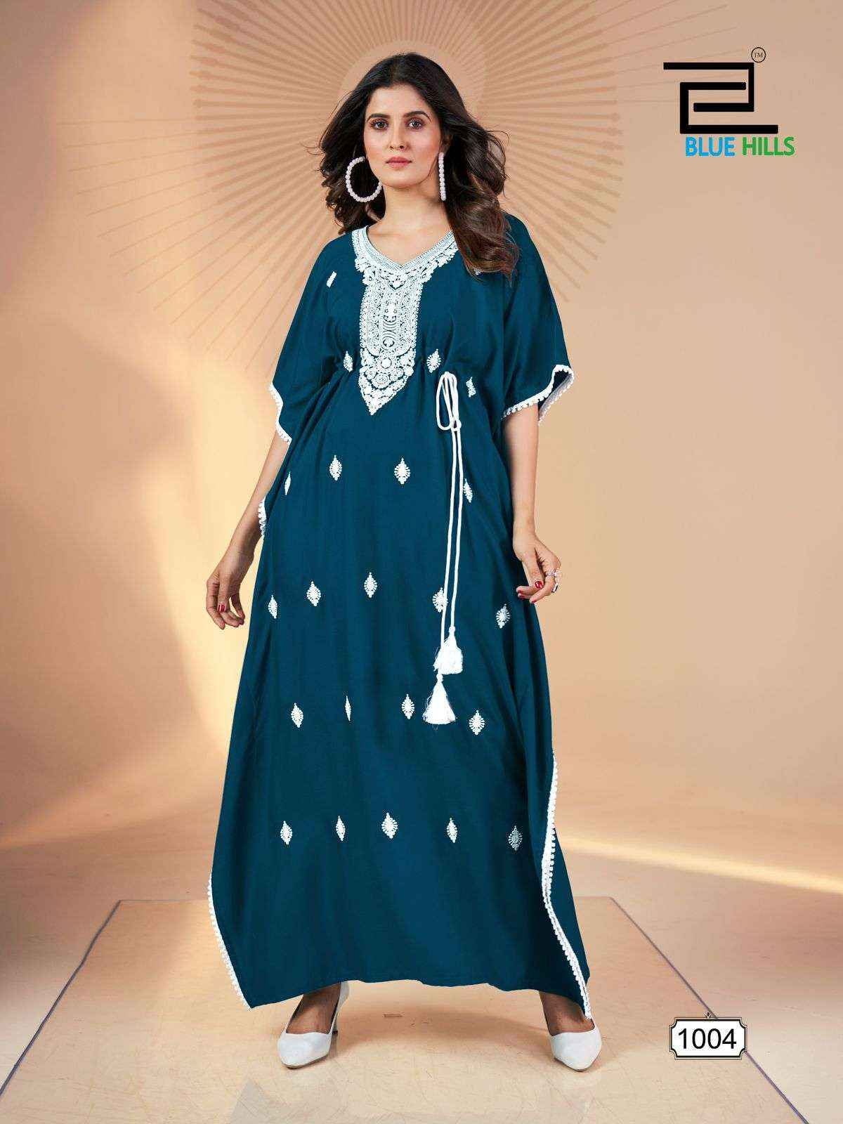 Blue Hills Honey Nx Rayon Kaftan 5 pcs Catalogue 