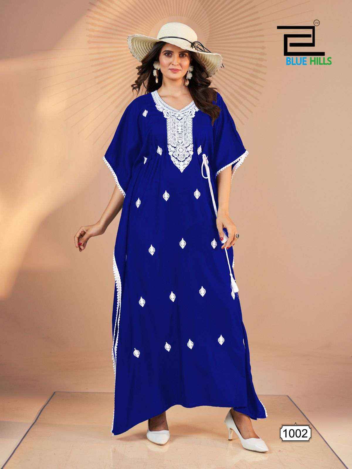 Blue Hills Honey Nx Rayon Kaftan 5 pcs Catalogue 