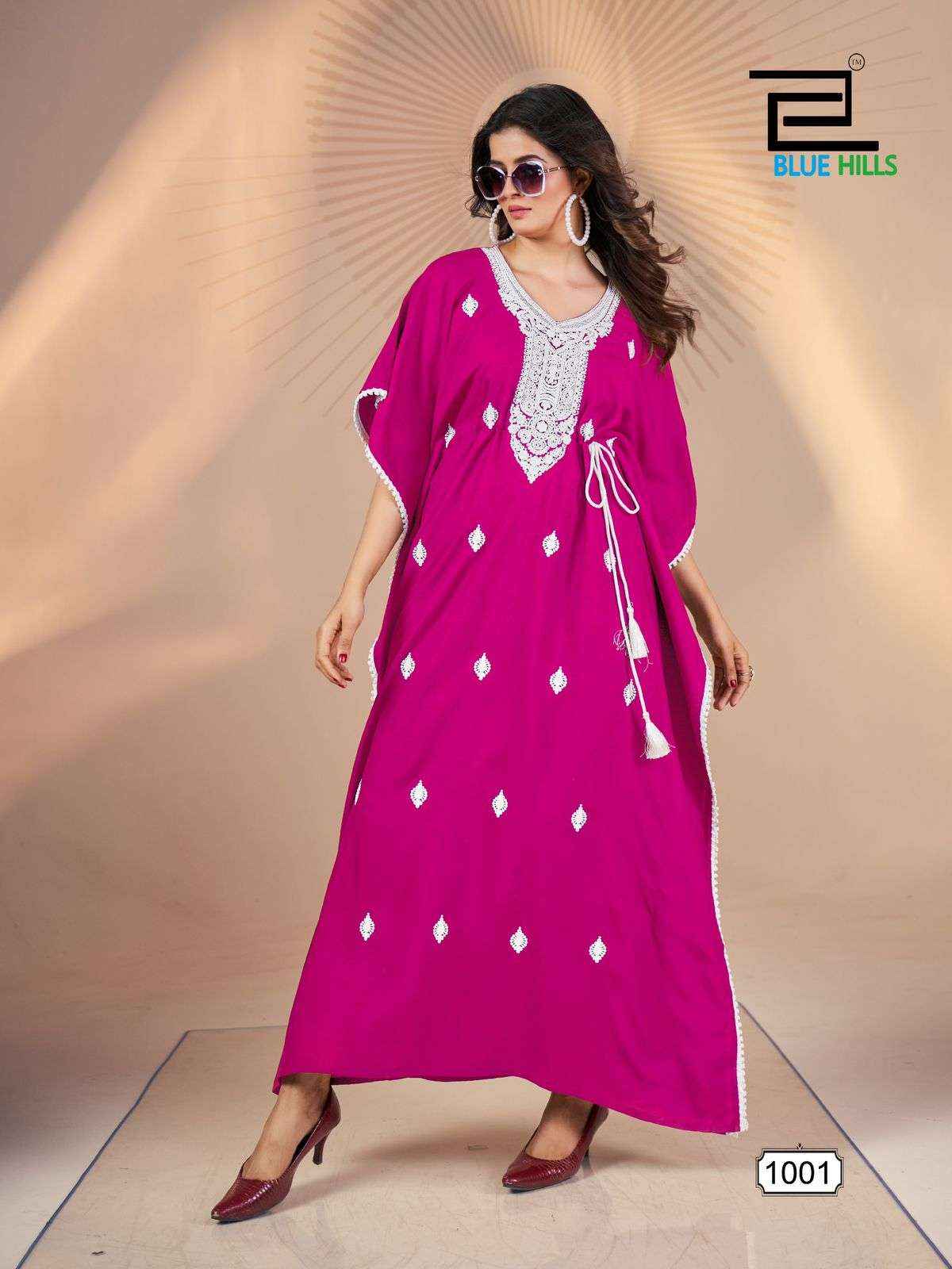 Blue Hills Honey Nx Rayon Kaftan 5 pcs Catalogue 