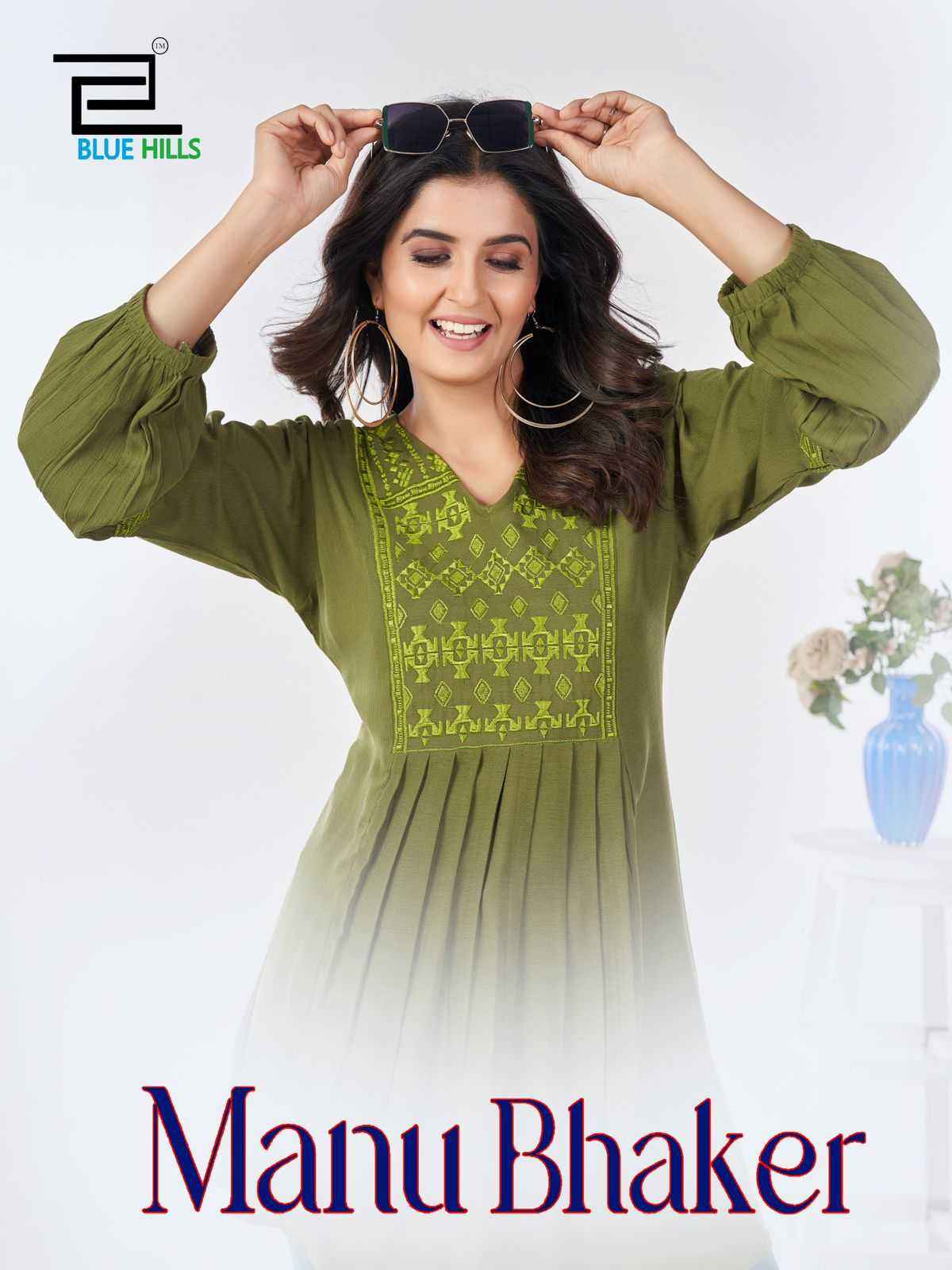 Blue Hills Manu Bhaker Rayon Kurti 4 pcs Catalogue