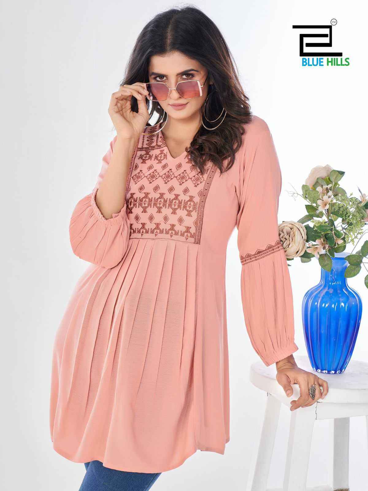 Blue Hills Manu Bhaker Rayon Kurti 4 pcs Catalogue