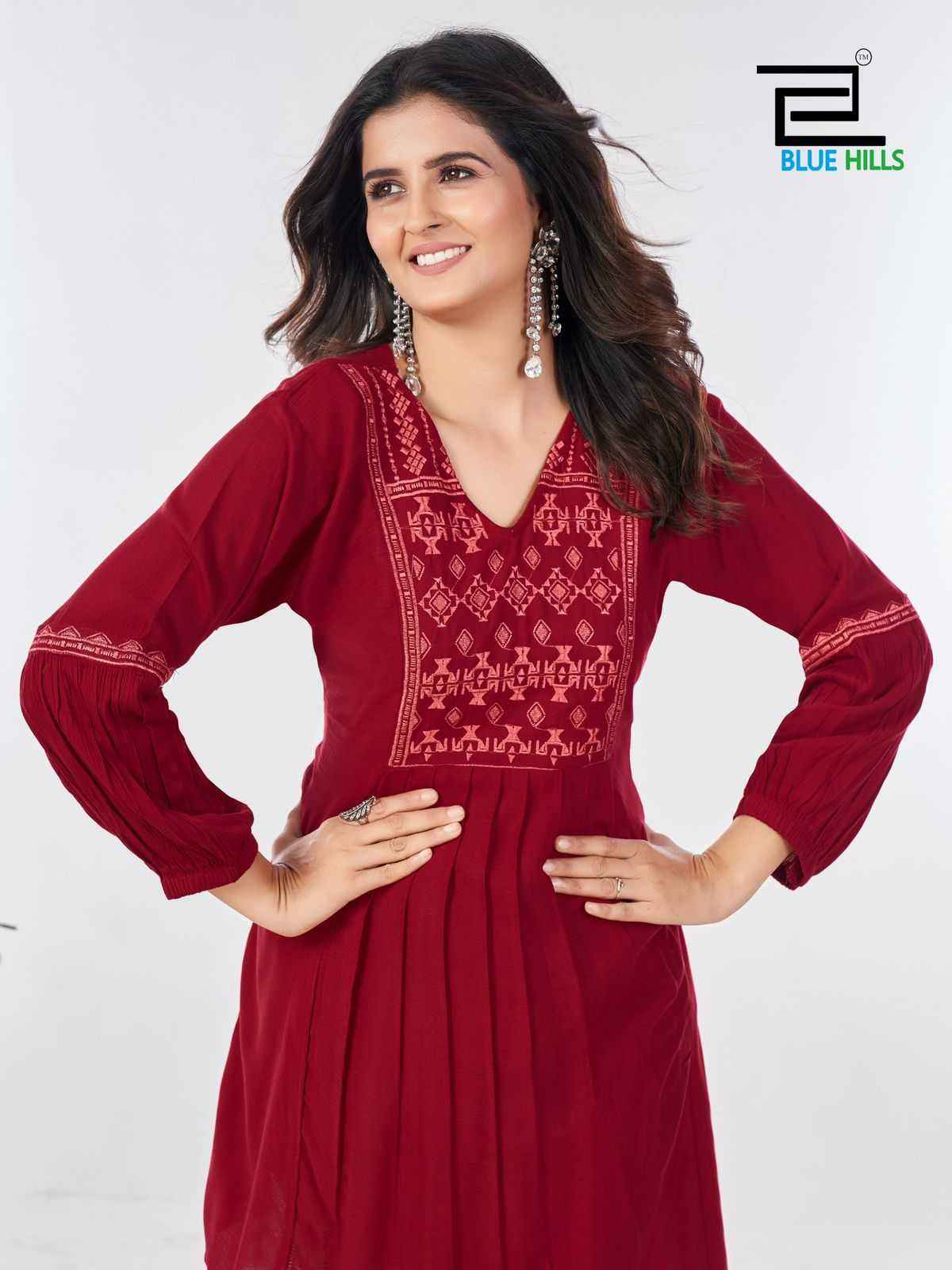 Blue Hills Manu Bhaker Rayon Kurti 4 pcs Catalogue