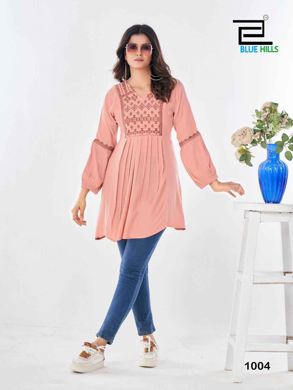 Blue Hills Manu Bhaker Rayon Kurti 4 pcs Catalogue