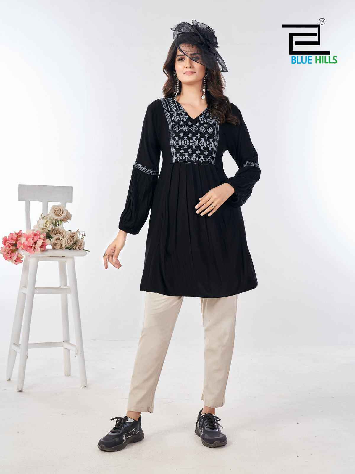 Blue Hills Manu Bhaker Rayon Kurti 4 pcs Catalogue