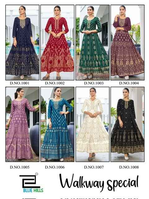 Blue Hills Walkway Special Rayon Gown 8 pcs Catalogue