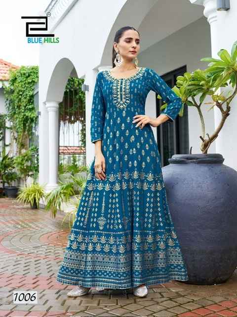 Blue Hills Walkway Special Rayon Gown 8 pcs Catalogue