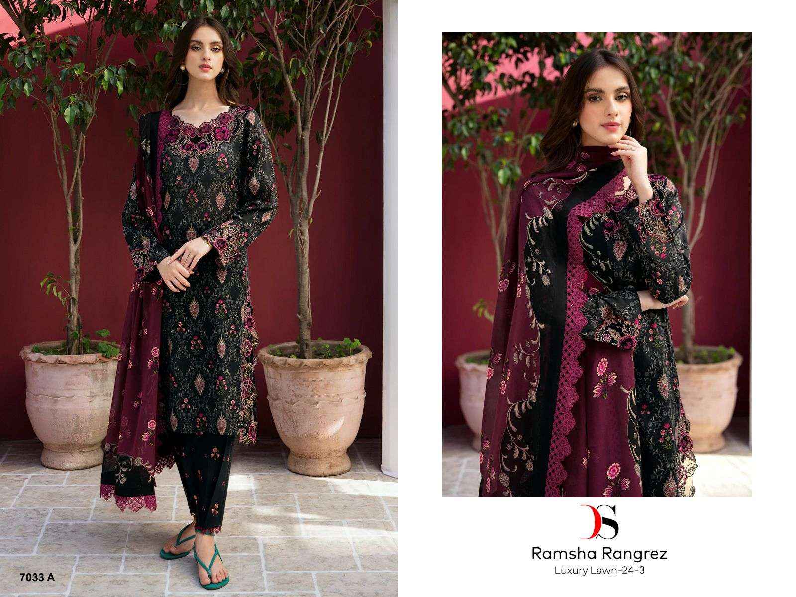 Deepsy Ramsha Rangrez Luxury Lawn 24-3 Cotton Dress Material 3 pcs Catalogue