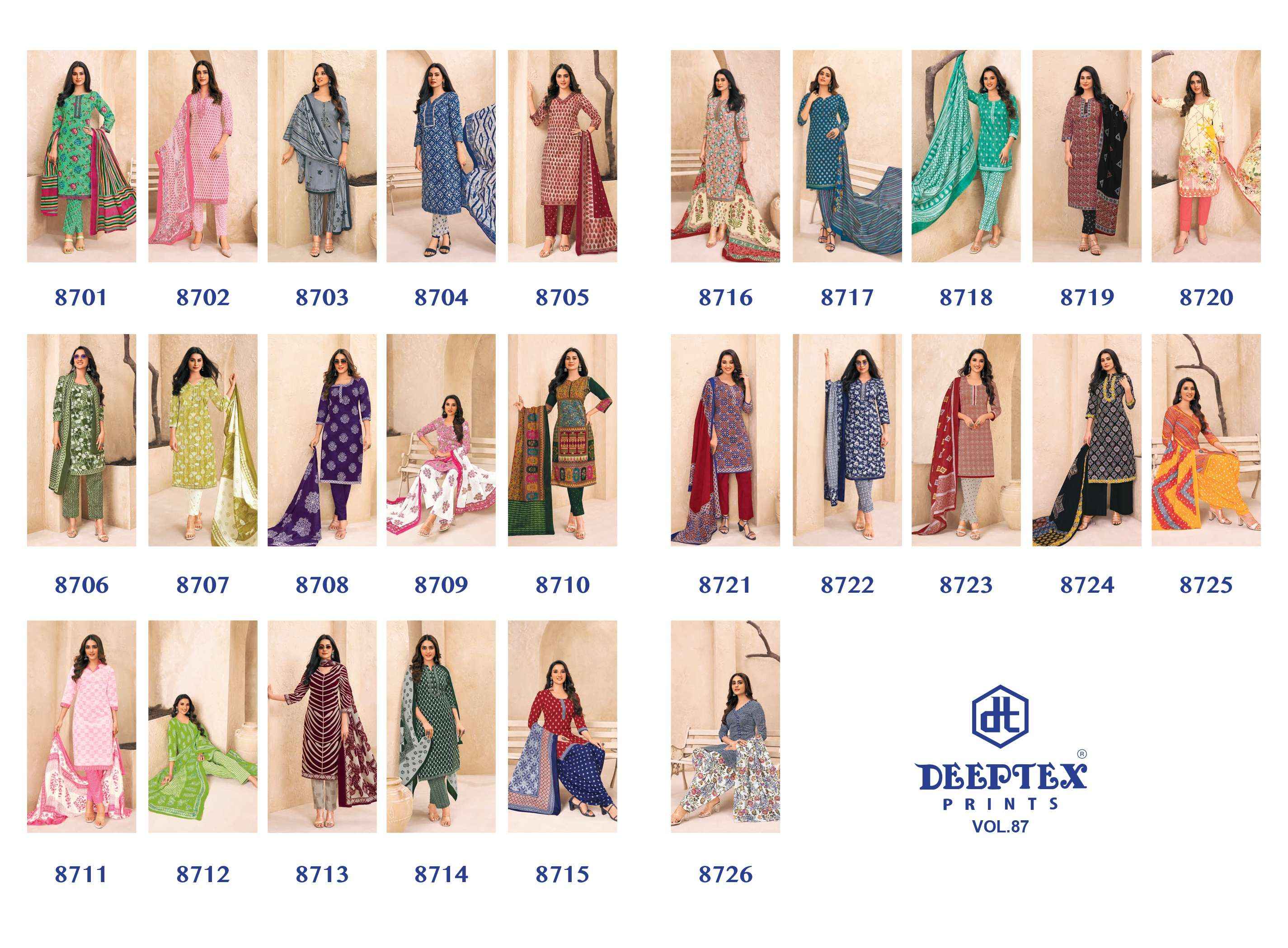 Deeptex Miss India Vol 87 Cotton Dress Material 26 pcs Catalogue