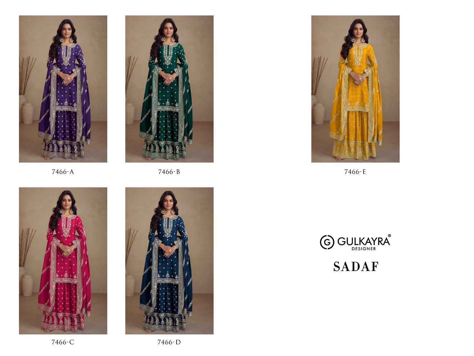 Gulkayra Designer Sadaf Readymade Chinon Dress 5 pcs Catalogue